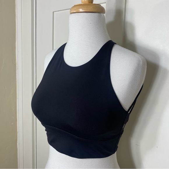 Lululemon Black High Neck Web Back Yoga Sports Bra 6 - Picture 1 of 9